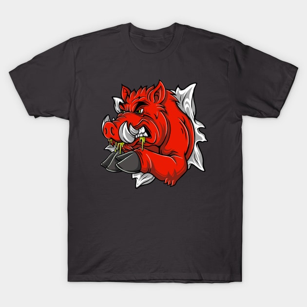 Red pig T-Shirt by DMD Art Studio